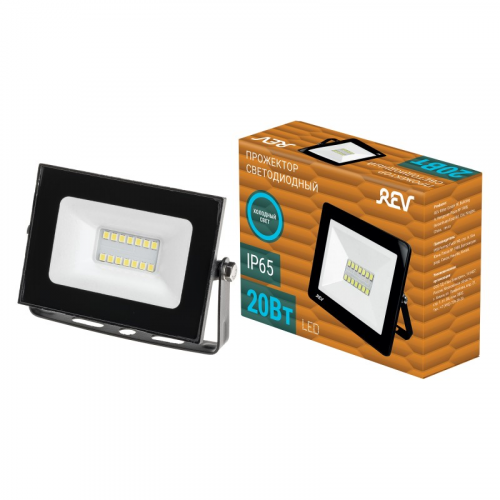 32301 3 Прожектор светодиодный, ULTRA SLIM, 230В, 20Вт, 6500К, 1700Лм, IP65, черный, 32301 3, REV, цена за 1 шт