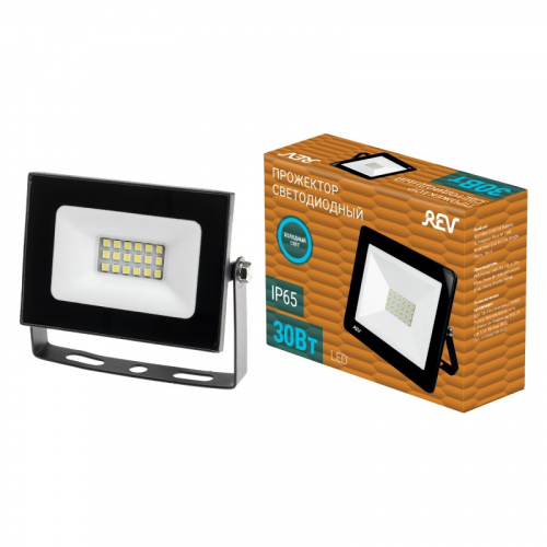32302 0 Прожектор светодиодный, ULTRA SLIM, 230В, 30Вт, 6500К, 2550Лм, IP65, черный, 32302 0, REV, цена за 1 шт