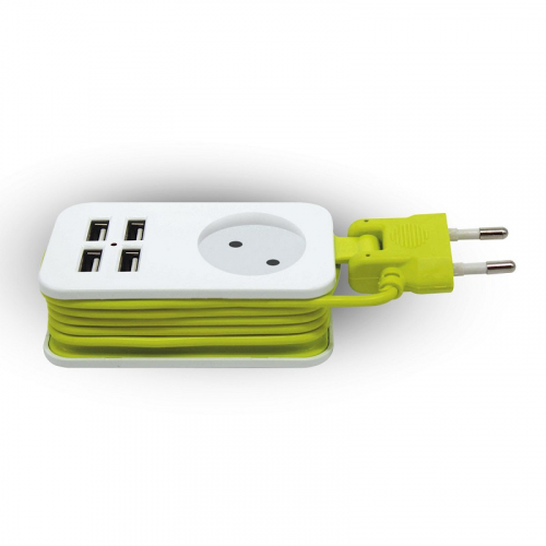 Удлинители бытовые Uniel S-CT1-1,5U WHITE/GREEN, цена за 1 шт