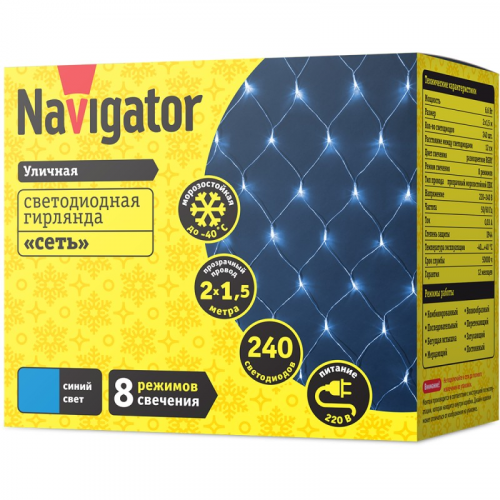 Гирлянда Navigator 61 856 NGF-N01-240B-12-2x1.5m-230-TR-IP44, цена за 1 шт