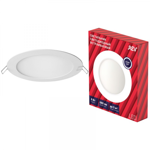 28944 9 Светильник встраиваемый для офиса, светодиодный, SUPERSLIM ROUND, 118x118x15мм, 8Вт, 680Лм, 4000К, IP20, 28944 9, REV, цена за 1 шт