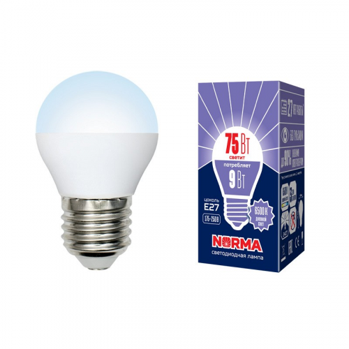 Лампы светодиодные Volpe LED-G45-9W/DW/E27/FR/NR картон, цена за 1 шт