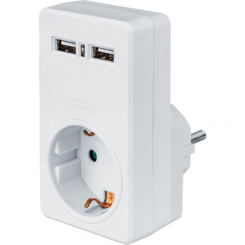 Адаптер Navigator 61 699 NAD-USB02-1E-C-WH с/з 1 гн. USB2.1A, цена за 1 шт