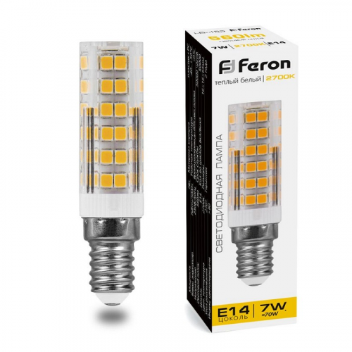 Лампа светодиодная, (7W) 230V E14 2700K JCD, LB-433, цена за 1 шт