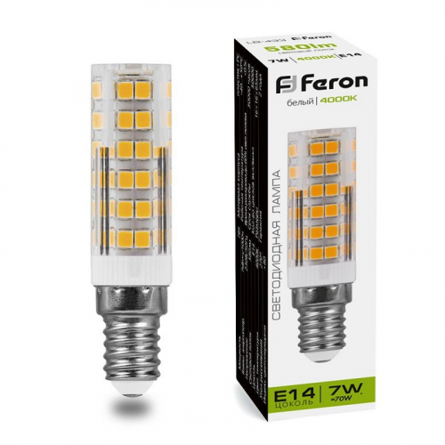 Лампа светодиодная, (7W) 230V E14 4000K JCD, LB-433, цена за 1 шт