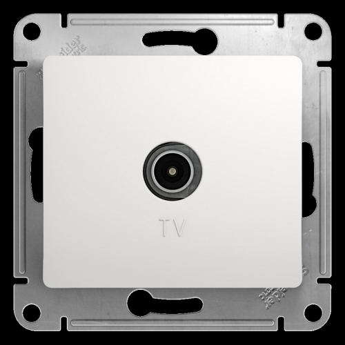 GLOSSA Розетка телевизионная TV одиночная в рамку 1дБ белая, цена за 1 шт