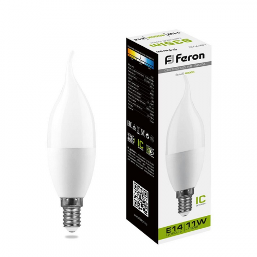 Лампа светодиодная, (11W) 230V E14 4000K на ветру С37T, LB-770, цена за 1 шт