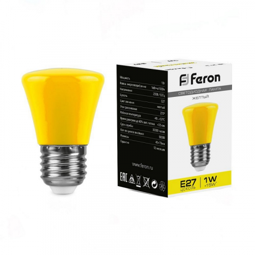 Лампа светодиодная, (1W) 230V E27 желтый C45, LB-372, цена за 1 шт