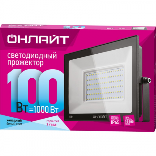 Светодиодный прожектор ОНЛАЙТ 61 947 OFL-100-4K-BL-IP65-LED, цена за 1 шт