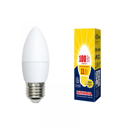 Лампы светодиодные Volpe LED-C37-11W/WW/E27/FR/NR картон, цена за 1 шт