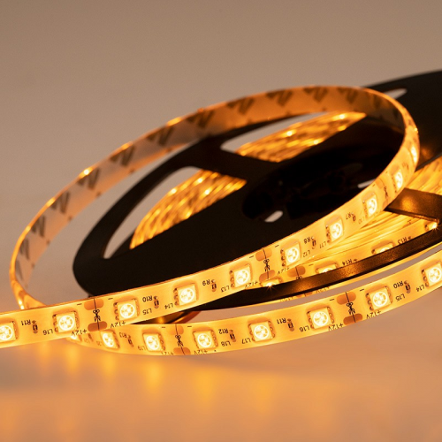 Лента светодиодная 12В, SMD5050, 14,4Вт/м, 60 LED/м, желтый, 10мм, 5м, IP65 LAMPER, цена за 1 шт
