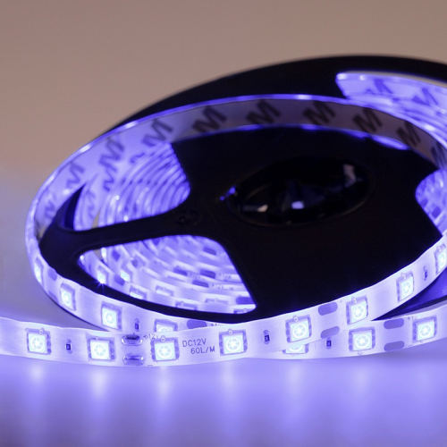 Лента светодиодная 12В, SMD5050, 14,4Вт/м, 60 LED/м, синий, 10мм, 5м, IP65 LAMPER, цена за 1 шт