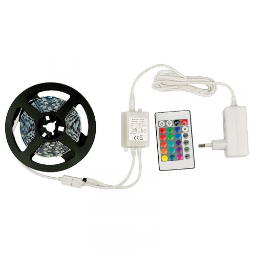 Комплекты светодиодной ленты Volpe ULS-Q221 5050-60LED/m-IP20-3M-RGB RRP36C24 Комплект светодиодной ленты с адаптером и контроллером, цена за 1 шт