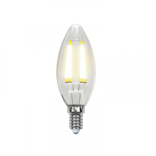 Лампа светодиодная Uniel LED-C35-6W/WW/E14/CL PLS02WH Форма свеча, прозрачная колба, цена за 1 шт