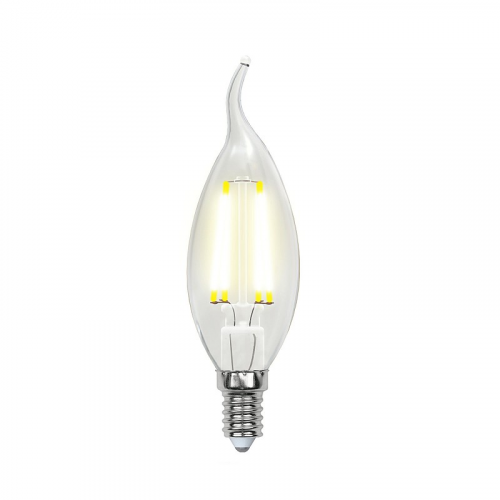 Лампа светодиодная Uniel LED-CW35-6W/WW/E14/CL PLS02WH Форма свеча на ветру, прозрачная колба, цена за 1 шт