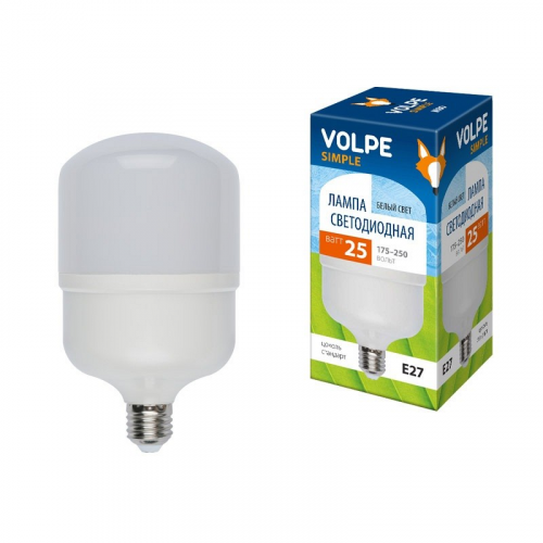 Лампа светодиодная с матовым рассеивателем Volpe LED-M80-25W/NW/E27/FR/S Материал корпуса термопластик, цена за 1 шт