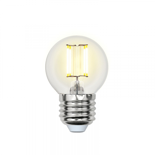 Лампа светодиодная Uniel LED-G45-6W/WW/E27/CL PLS02WH Форма шар, прозрачная колба, цена за 1 шт