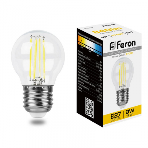 Лампа светодиодная, (9W) 230V E27 2700K прозрачная, LB-509, цена за 1 шт