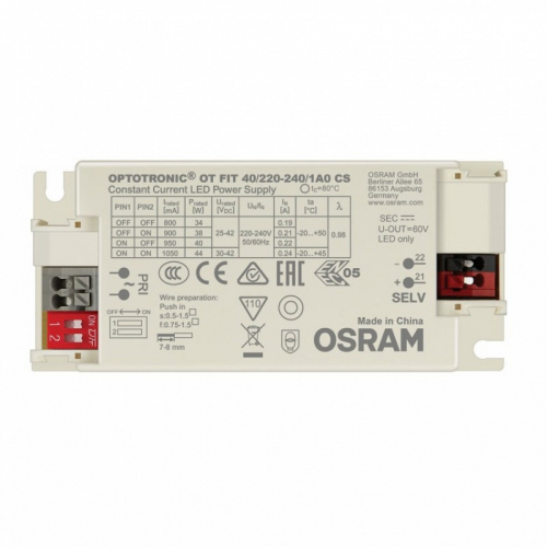 OT FIT 40/220-240/1A0 CS 20-44W 25-42V DIP- пер 800/900/950/1050мА 97х43х30мм - драйвер OSRAM, цена за 1 шт