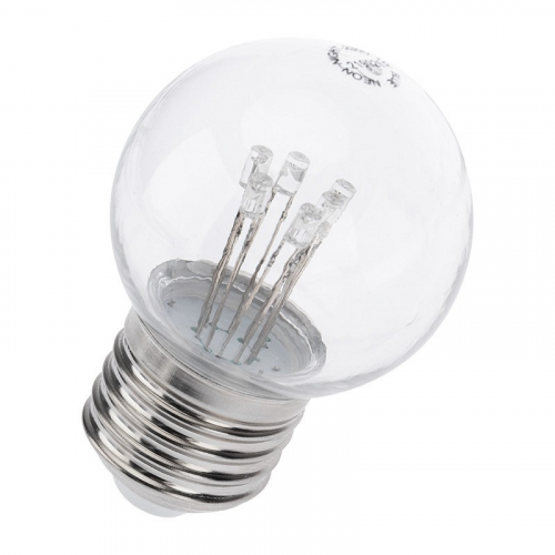 Лампа шар Е27 6 LED Ø45мм - белая, прозрачная колба, эффект лампы накаливания, цена за 1 шт