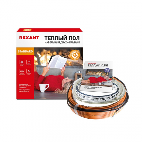 Теплый пол Standard RND-20-300 300Вт, 20м, 1,3-2,6м² двухжильный REXANT, цена за 1 шт
