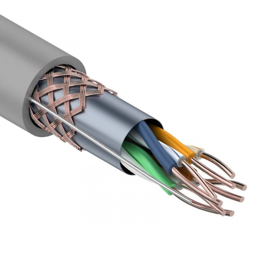 Кабель витая пара SF/UTP, CAT 5e, PVC, 4PR, 24AWG, INDOOR, SOLID, серый, 305м, REXANT, цена за 1 бухта