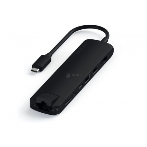 Док-станция Satechi Type-C Slim Multiport with Ethernet Adapter (2xUSB 3.0, USB Type-C, HDMI, RJ-45, SD, micro-SD), Черный ST-UCSMA3K