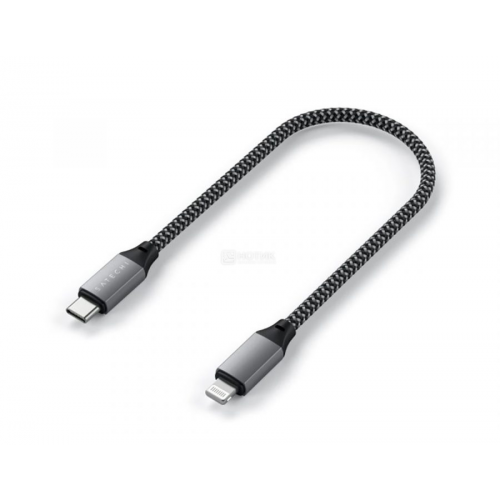 Кабель Satechi USB-C to Lightning MFI Cable (0.25м) для зарядки и передачи данных (до 60W), Серый, ST-TCL10M
