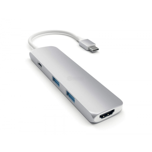 USB-хаб Satechi Aluminum Type-C Slim Multi-Port Adapter 4K (2xUSB 3.0, USB Type-C, HDMI), Серебристый Док-станция ST-CMAS
