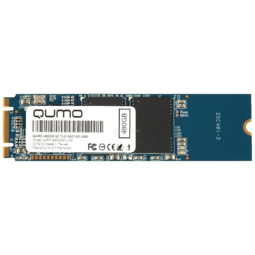 Внутренний SSD-накопитель Qumo Novation 480GB, M.2 2280, SATA-III, 3D TLC, Черный Q3DT-480GAEN-M2