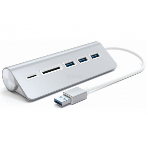 USB-хаб Satechi Aluminum USB 3.0 Hub and Card Reader (3xUSB 3.0, SD, micro-SD) Серебристый Док-станция ST-3HCRS