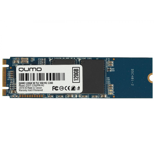 Внутренний SSD-накопитель Qumo Novation 120GB M2 2280, SATA-III, 3D TLC, Черный Q3DT-120GPPN-M2
