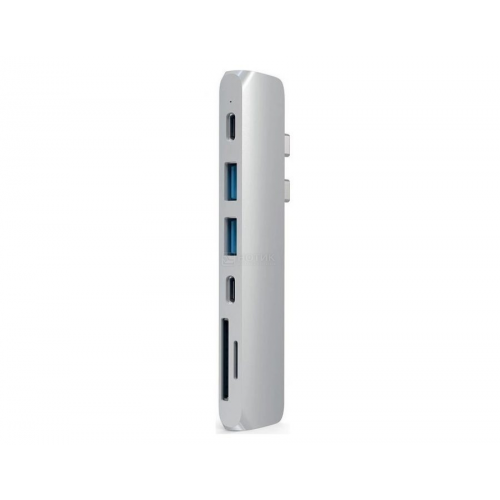 USB-хаб Satechi Aluminum Thunderbolt 3 Pro Hub для Macbook Pro (2xUSB 3.0, Type-C, Thunderbolt 3, HDMI, SD, micro-SD) Серебристый Док-станция ST-CMBPS