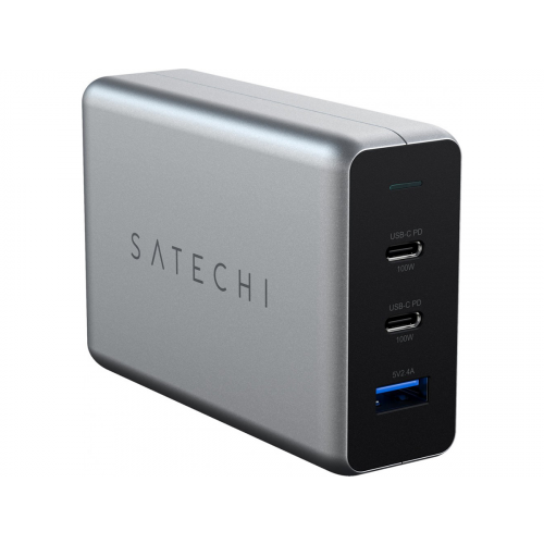 Сетевое зарядное устройство Satechi 100W USB-C PD Compact Gan Charger, USB, 2xUSB Type-C (PD), Серый ST-TC100GM-EU