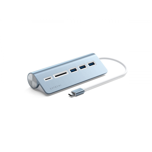 USB-хаб Satechi Type-C Aluminum USB 3.0 Hub and Card Reader (3xUSB 3.0, SD, micro-SD) Синий Док-станция ST-TCHCRB