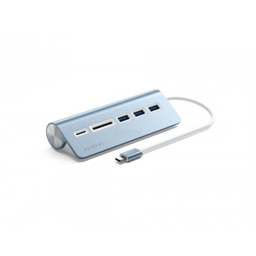 USB-хаб Satechi Type-C Aluminum USB 3.0 Hub and Card Reader (3xUSB 3.0, SD, micro-SD) Синий Док-станция ST-TCHCRB