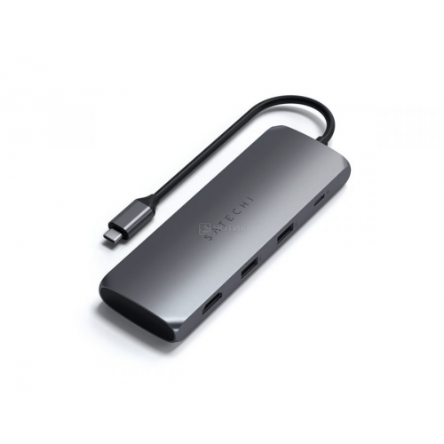 USB-хаб Satechi USB-C Hybrid Multiport Adapter (with SSD Enclosure M.2 SATA, 2xUSB 3.1, USB Type-C, HDMI), Серый Док-станция ST-UCHSEM