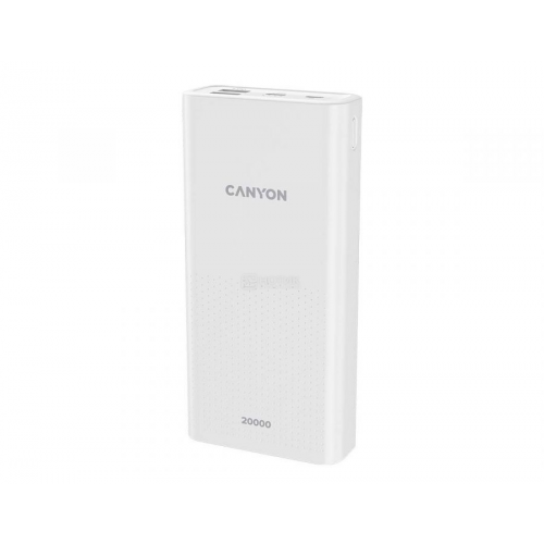 Внешний аккумулятор Canyon PB-2001, 20000 мАч, 10Вт, 5В/2.1A, 2xUSB, Белый CNE-CPB2001W