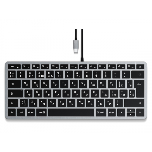 Клавиатура проводная Satechi Slim W1 Wired Backlit Keyboard, USB Type-C, Серый, ST-UCSW1M-RU