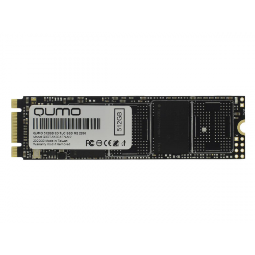 Внутренний SSD-накопитель Qumo Novation 512GB, M.2 2280, SATA-III, 3D TLC, Черный Q3DT-512GAEN-M2