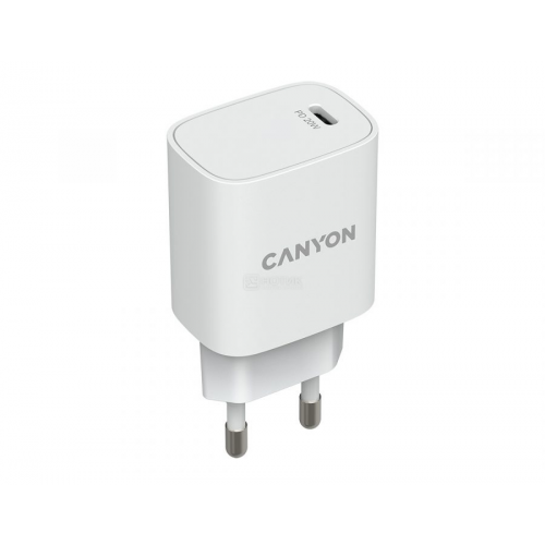 Сетевое зарядное устройство Canyon H20-02, USB Type-C, до 20Вт, Белый CNE-CHA20W02