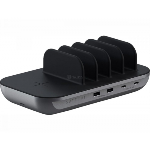 Зарядная станция для мобильных устройств Satechi Dock5 Multi-Device Charging Station with Wireless Charging, до 74Вт, Серый ST-WCS5PM-EU