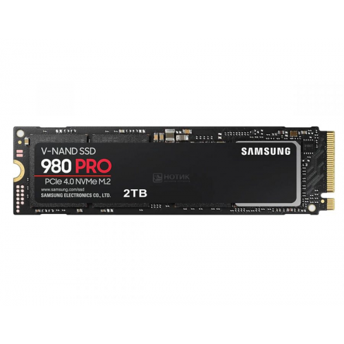 Внутренний SSD-накопитель Samsung 980 PRO 2Tb, M.2 2280, PCIe Gen4 x4, NVMe 1.3c, 3D NAND TLC, Черный MZ-V8P2T0BW