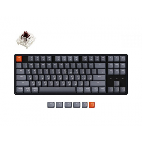 Клавиатура беспроводная механическая Keychron K8, Bluetooth, White LED подсветка, Gateron Brown Switch, Черный/Серый K8G3