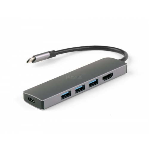 USB-хаб IQFuture IQ-C5 Type-C (3xUSB 3.0, USB Type-C, HDMI), Серый Док-станция IQ-C5
