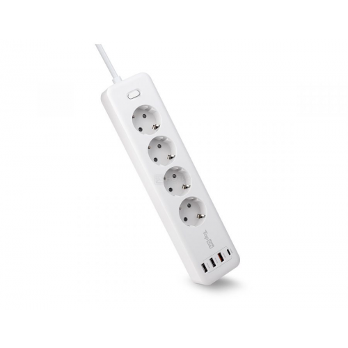 Сетевой фильтр TopON TOP-PWS4, 4 розетки, 3 USB, Type-C, PD 20W QC, 4000W, 1.8 м Белый TOP-PWS4 Белый