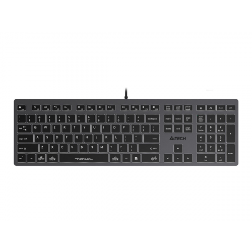 Клавиатура проводная A4Tech Fstyler FX60H, USB, Белая-подсветка, 2xUSB 2.0, Серый/Черный FX60H GREY/WHITE