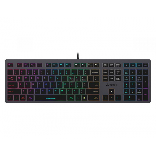 Клавиатура проводная A4Tech Fstyler FX60, USB, RGB-подсветка, Серый/Черный FX60 GREY/NEON