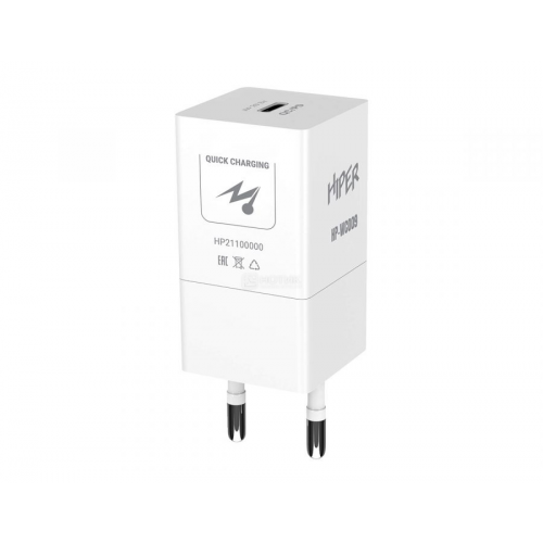 Сетевое зарядное устройство HIPER HP-WC009, до 20Вт, USB Type-C, Белый HP-WC009