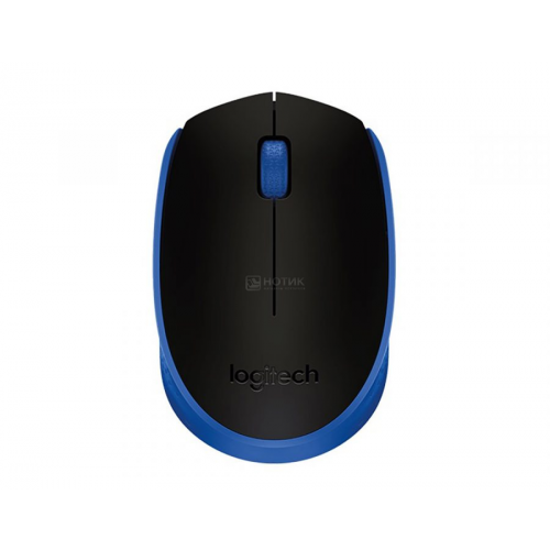 Мышь беспроводная Logitech M171, 1000dpi, Wireless/USB, Черный/Синий 910-004644